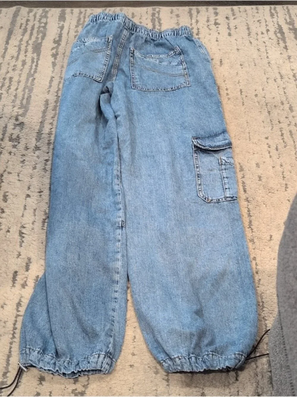 Garage Light Wash Slough Cargo pull On Jeans